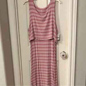 dip Light Pink and White Striped Maxi Dress